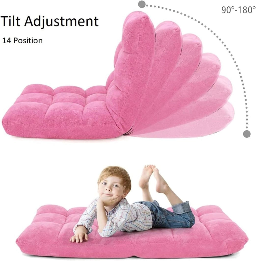 Sedia da pavimento, sedia imbottita pieghevole, cuscino da pavimento regolabile a 14 livelli con schienale, poltrona da meditazione morbida (marrone)