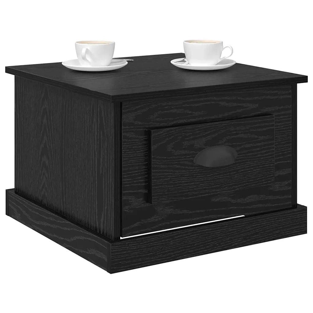 Tavolino da salotto con cassetto Rovere Nero 50 x 50 x 35 cm