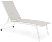 Lettino Prendisole da Giardino 61x192x105 cm con Ruote in Alluminio Bianco