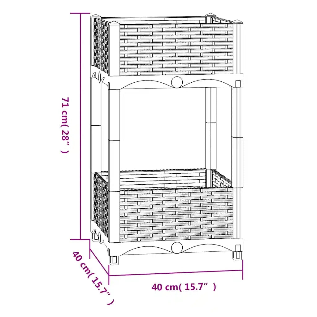 Fioriera Rialzata 40x40x71 cm in Polipropilene 316519