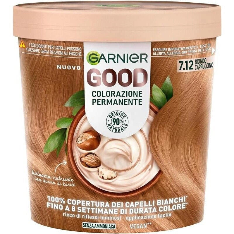 GARNIER GOOD TINTA CAPELLI 7.12 BIONDO CAPPUCCINO COLORAZIONE PERMANENTE SENZA AMMONIACA 90% NATURALE