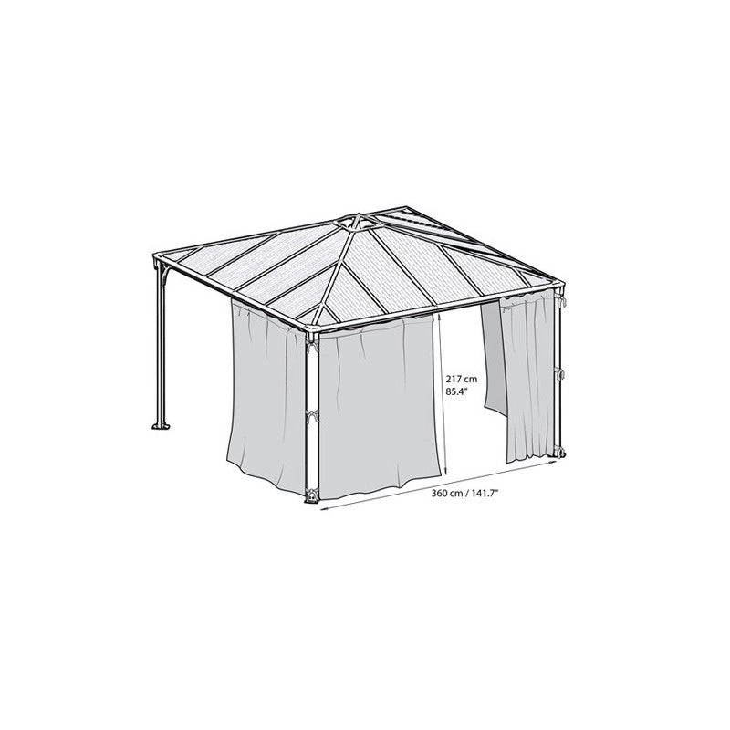 Set de 4 rideaux pour tonnelle Couv' Terrasse - 360x217 - GRIS