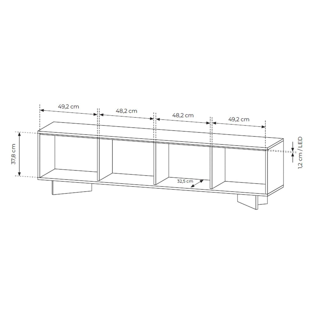 Kame, Mobile Porta tv un Ripiano, 204x40x54h cm Marrone Rovere