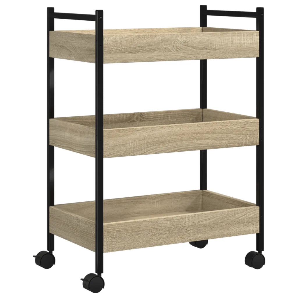 Carrello da Cucina-Scaffale per Cucina Rovere Sonoma 50x30x70 cm Legno Multistrato