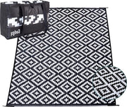 Telaio per Esterno XXL 270x200 cm con Tessuto a Due Facce e Tavolo da Pic-Nic Nero Bianco