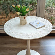 Tavolo da Pranzo con Disegno Jacquard Ronde, Telaio in Bianco, Decorazione per Casa, 61 cm, per Dresser e Tavolo da Pranzo