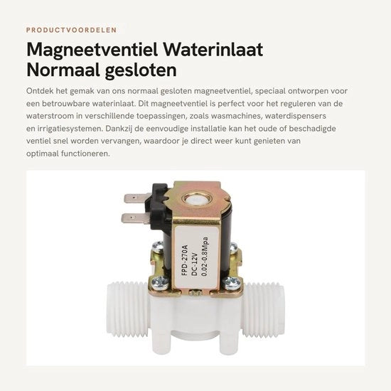 Ventile magnetici per acqua normalmente chiusi - G1/2 - 12V DC - 12V - 300mA - isolamento E-classe - valvola acqua