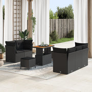 Set Divani Giardino Cuscini 8 Pezzi  Nero Polyrattan Acacia