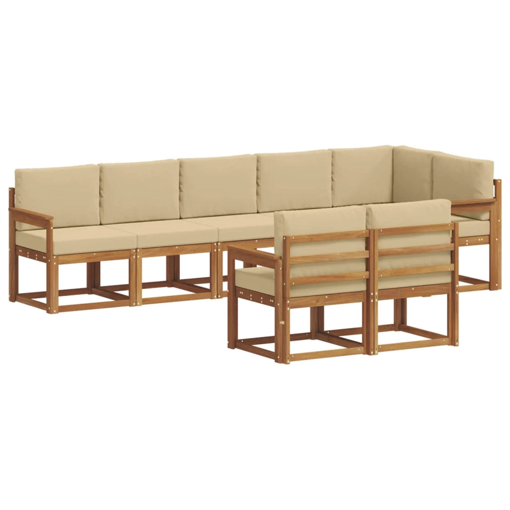 Set di divani da esterno con cuscino 8 pcs Naturale e Beige 3366561