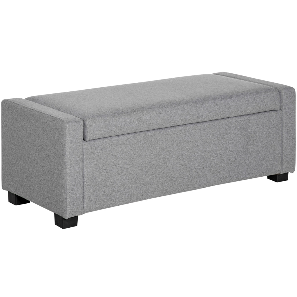 Panca Fondoletto con Vano Contenitore in Tessuto, 120x50x44cm - Grigio