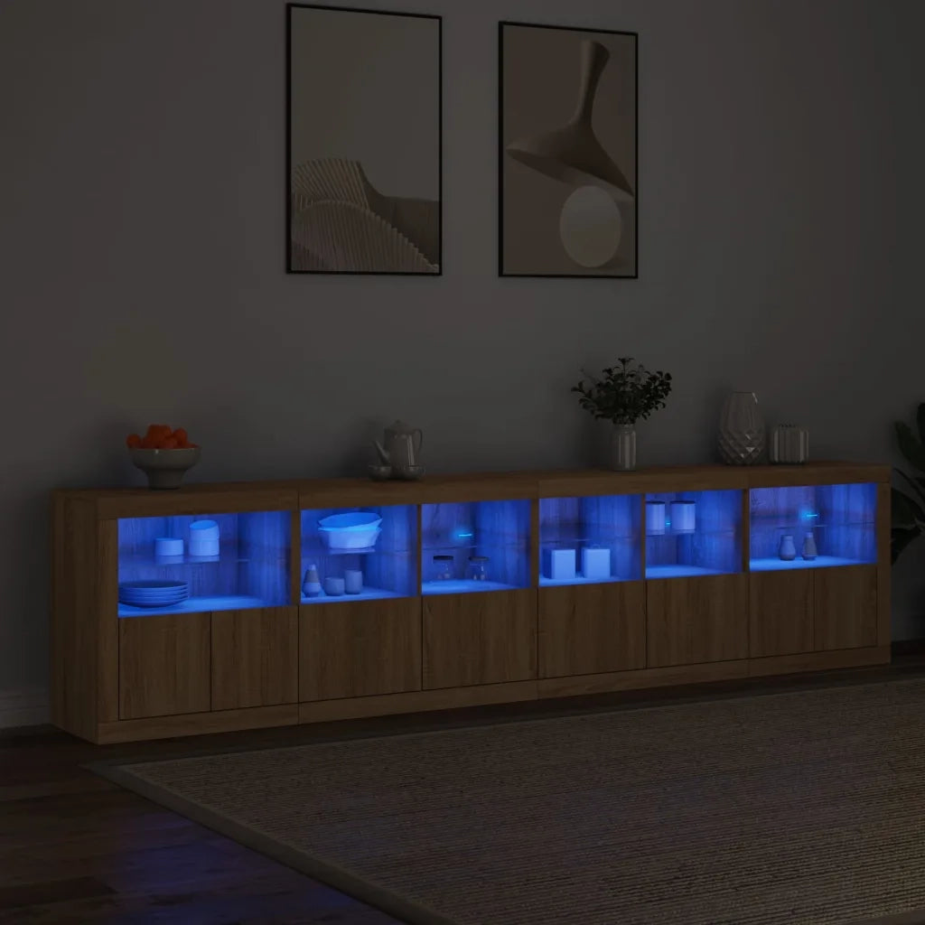 Credenza con Luci LED Rovere Sonoma 283x37x67 cmcod mxl 109985