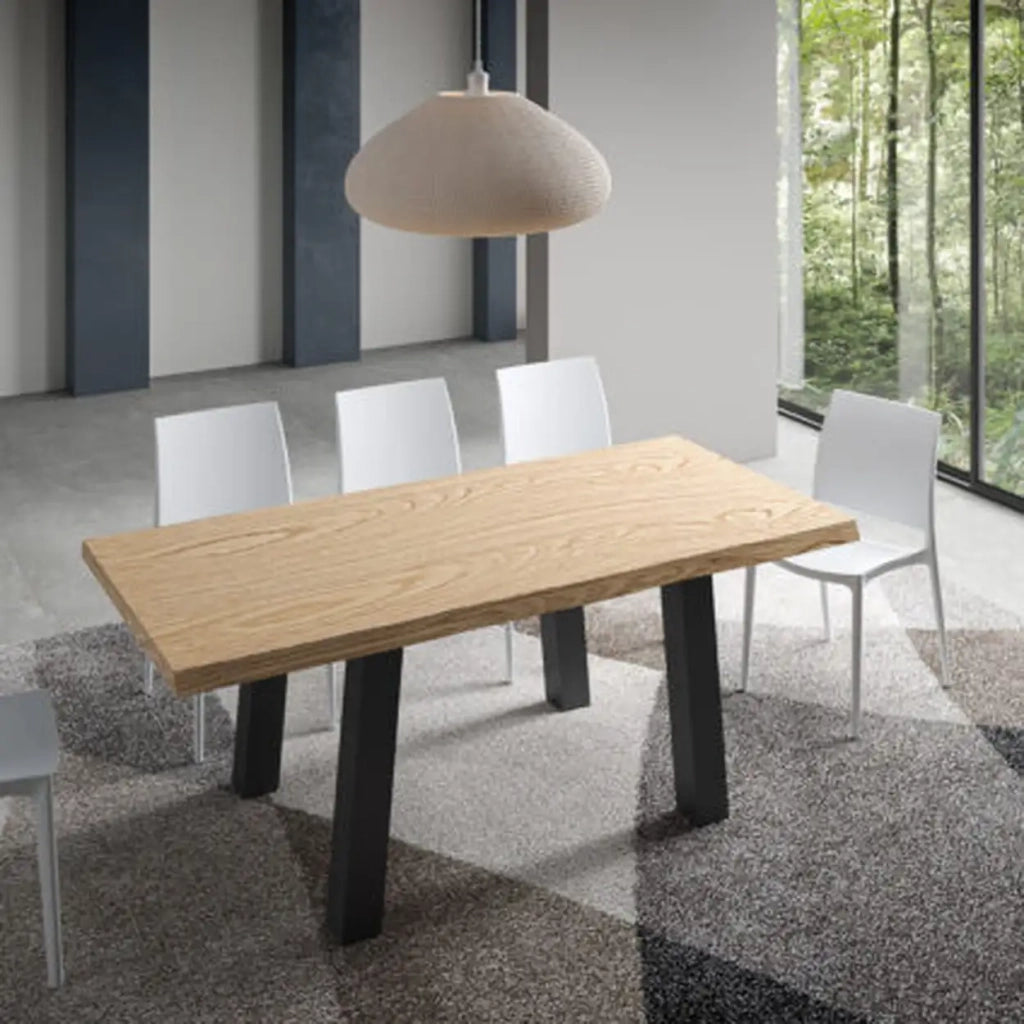 Tavolo allungabile 180/230x90 cm Svalen rovere scortecciato gambe antracite