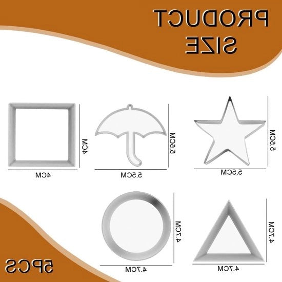 Set di spicchi in acciaio inossidabile per biscotti Dalgona - 5 pezzi - accessori da forno per biscotti - forma parapluo a triangolo, stella, cerchio e quadrato - accessori da forno per feste - accessori da forno per uso domestico