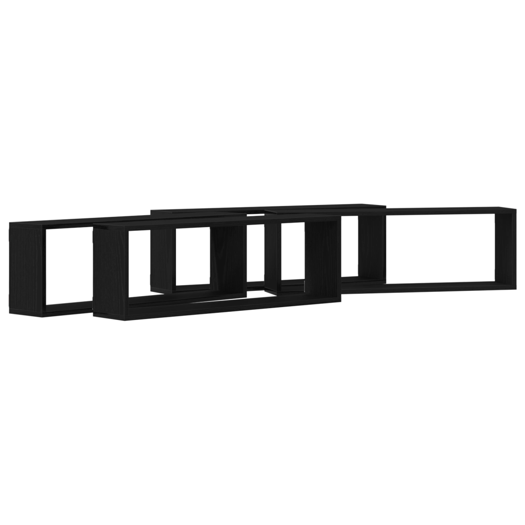 Mensole a parete  4 pezzi in legno nero 80x15x26 cm