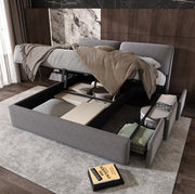 Letto imbottito 180x200 cm in velluto grigio con contenitore