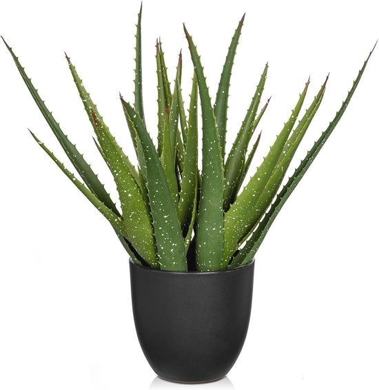 Pianta di imitazione di Aloe Vera - Pianta di sostituzione - Decorazione per casa - Disegno realistico - 42cm di altezza - Verde