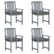 Sedie da Giardino con Cuscini 4 pz in Massello di Acacia Grigio cod mxl 12810