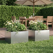 Vaso da giardino 2 pz Argento 60 x 60 x 30 cm Acciaio zincato 8005061