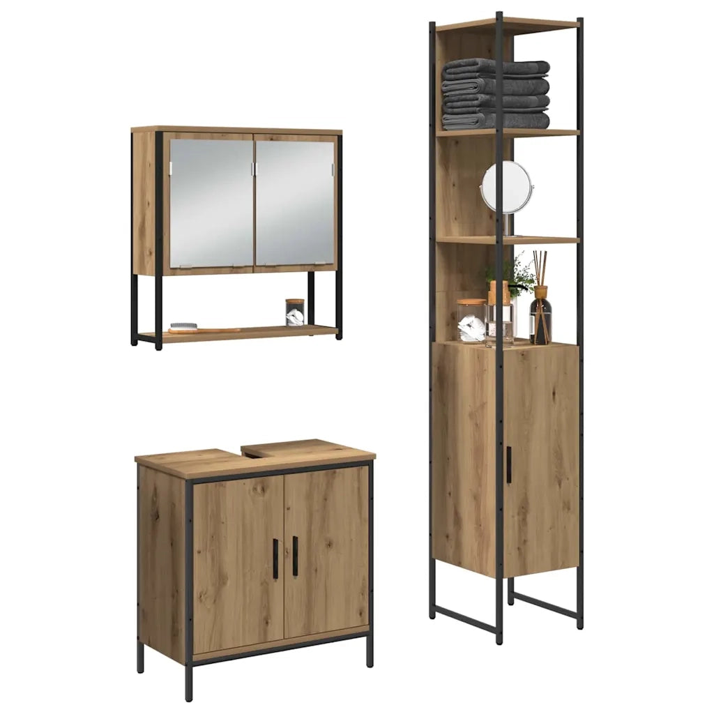 Set di mobili per il bagno 3 pcs Marrone Legno multistrato 3334361