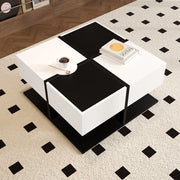 Tavolino da Caff¨¨ Quadrato con 2 Cassetti ¨C MINIMAL ¨C Nero/Bianco Lucido, 70x70x35,5 cm