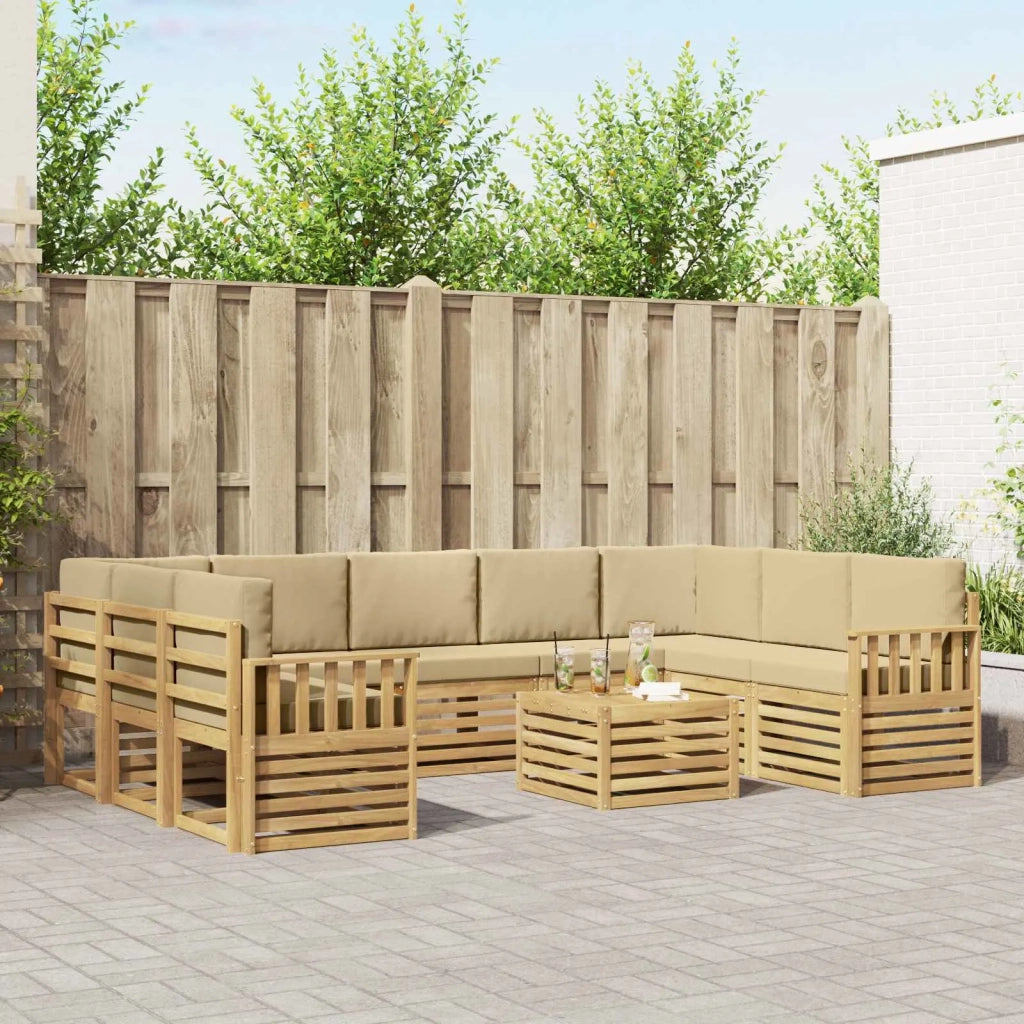 Set di divani da esterno 8 pcs Bianco e Beige 59 x 59 x 37 cm