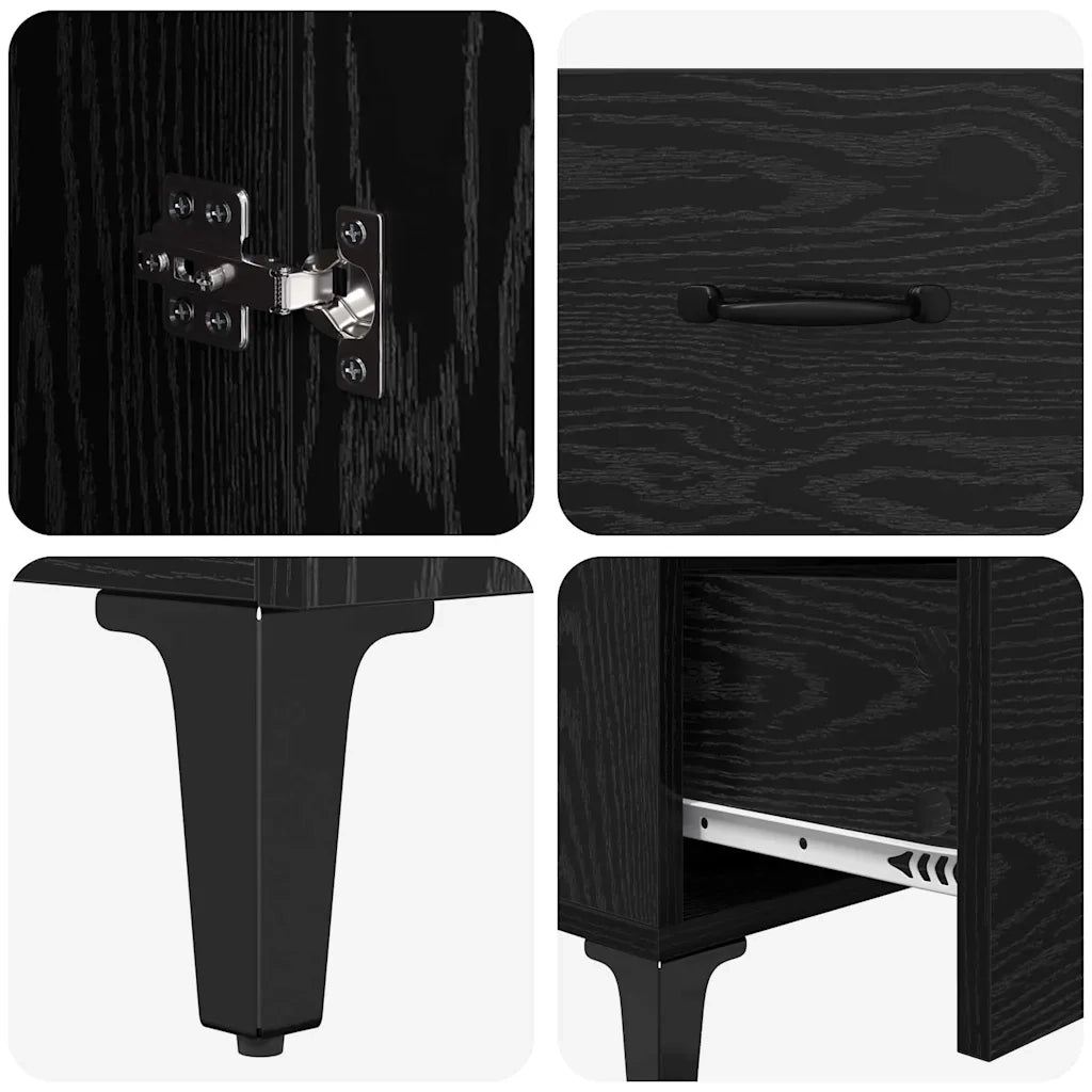 Credenza-Buffet-Armadio da cucina Rovere Nero 69,5 x 34 x 90 cm Legno multistrato 938356