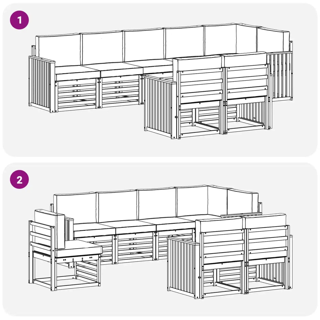 Set divani 8 pcs Naturale e Antracite Legno di Acacia Massello 3375007