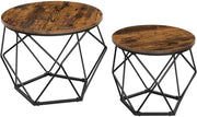 Tavolini da caffè Valora Rustic Brown Set di 2 con struttura in acciaio | stile loft
