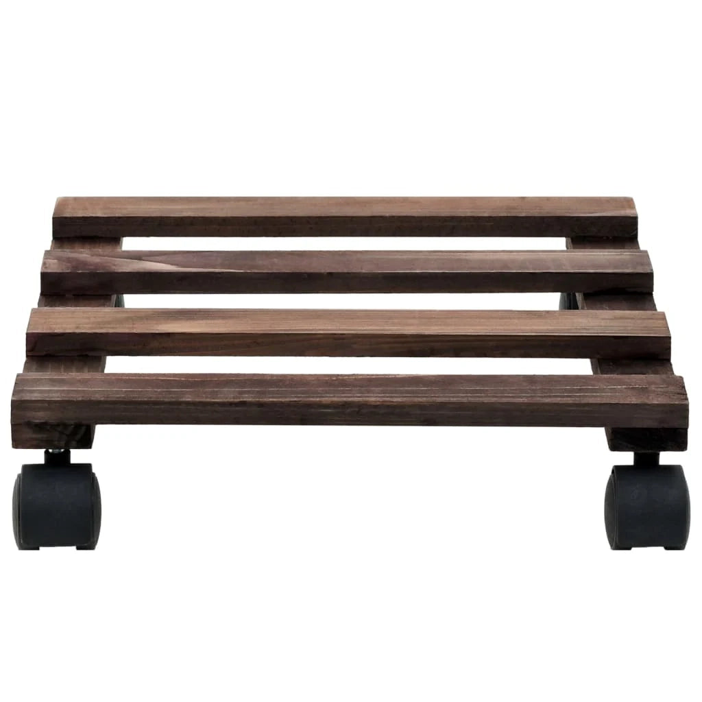 Portavasi con ruote in legno di cedro set da 4 25 x 25 cm marrone 02_0045189