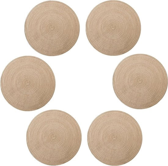 Piatti di supporto in tessuto a rilievo - 30cm - Lavabile - Sottopiatto per caffè - Antiscivolo - Stile europeo - Materiale naturale - Lavabile - Tavola da cucina - Beige