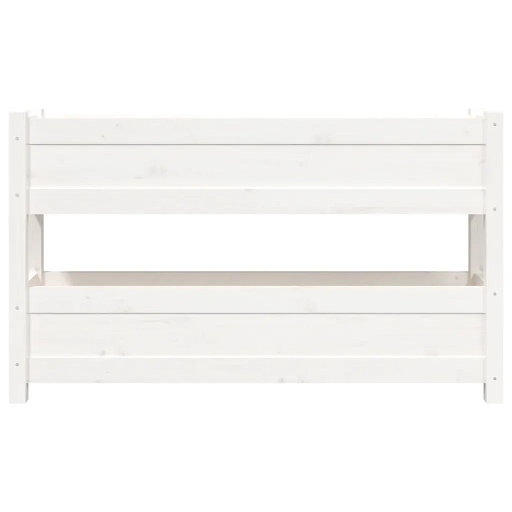 Fioriera-Vaso-Contenitore per Piante Bianca 112x25x66 cm in Legno Massello di Pino