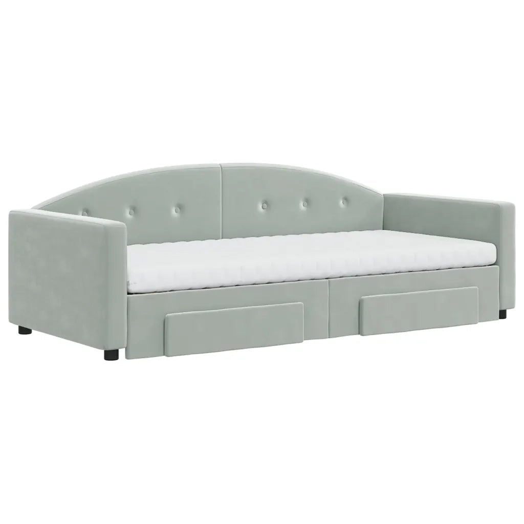 Divano Letto Estraibile Cassetti Grigio Chiaro 90x200cm Velluto 3197373