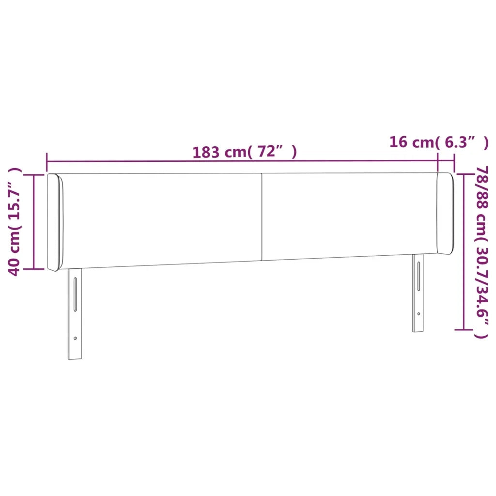 Testiera a LED-Testata con LED Crema 183x16x78/88 cm in Tessuto 498244