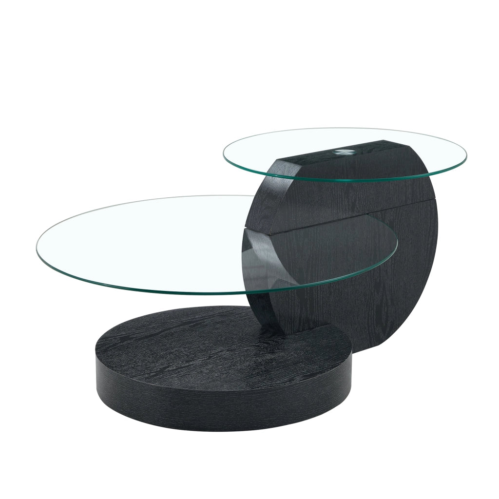 Tavolino da caffè moderno in vetro temperato e MDF con design multilivello