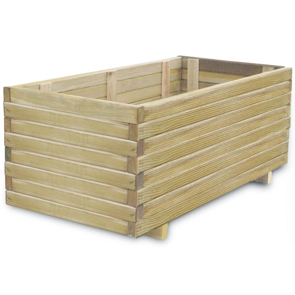 Aiuola rialzata per piante e fiori rettangolare 100 x 50 x 40 cm legno 02_0001268