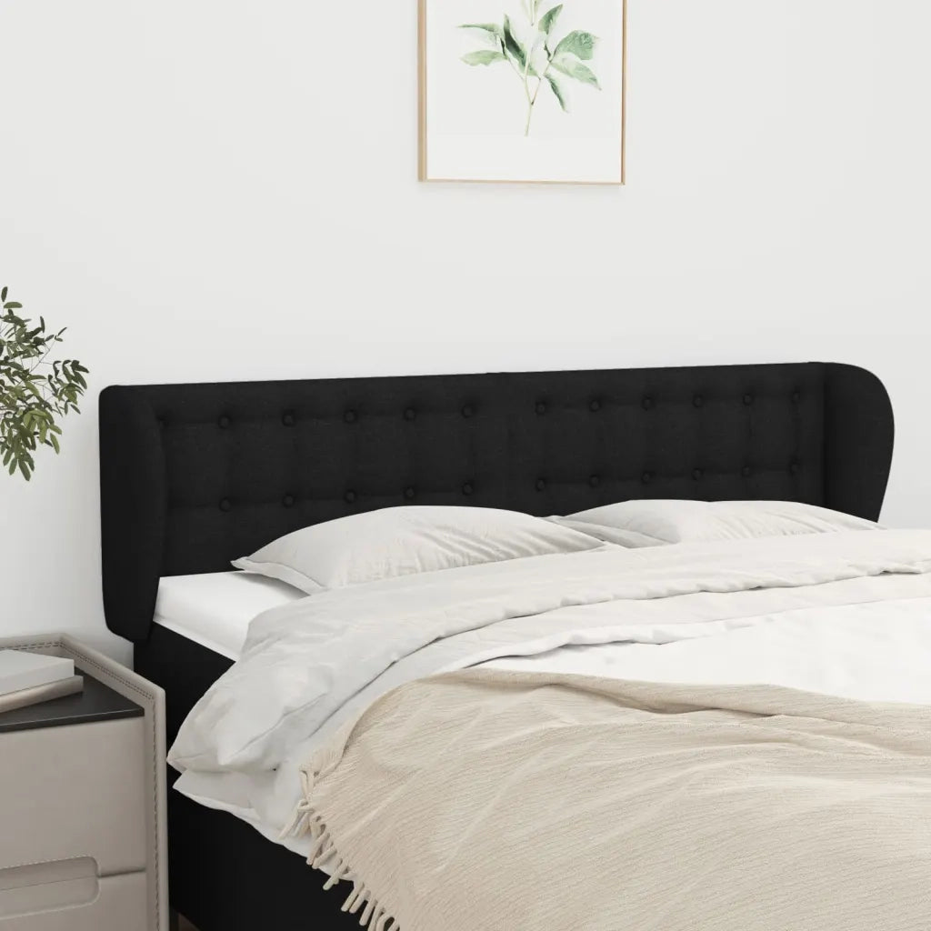 Testiera ad Orecchio-Testata con Orecchie Nera 147x23x78/88 cm in Tessuto 768999