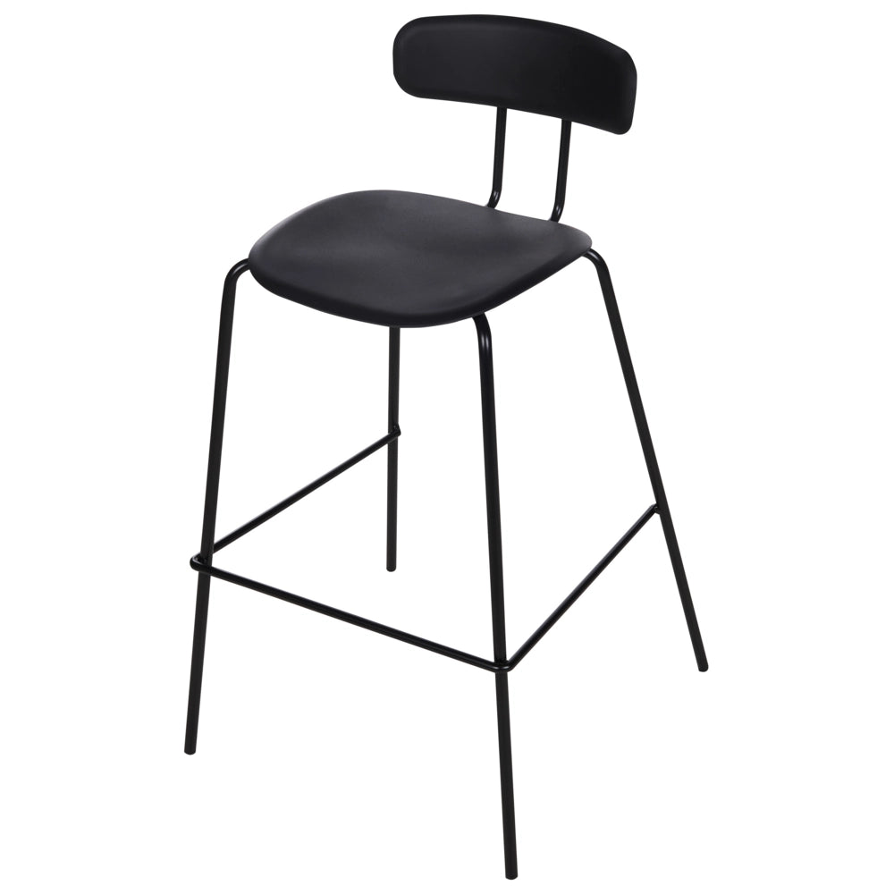 Set di 2 sedie da bar Seduta in plastica nera Sgabelli da bar altezza banco Gambe in metallo