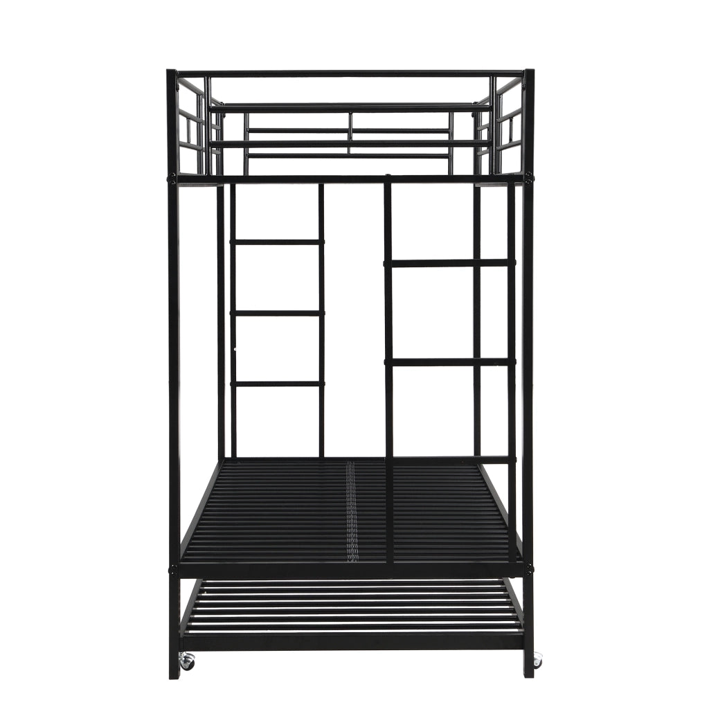 LETTO A CASTELLO 90x200 cm in metallo nero con letto estraibile EN747