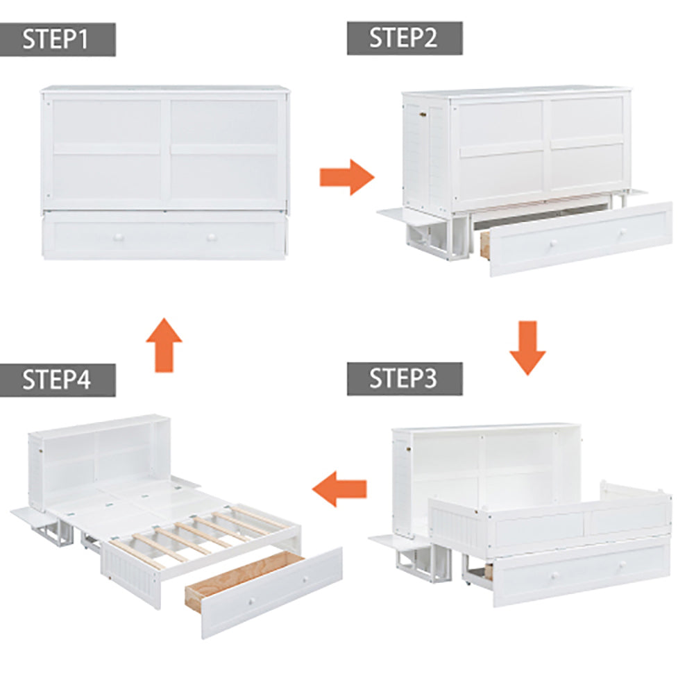 Letto a scomparsa con cassetti - Xylo - 140x200 cm - Bianco
