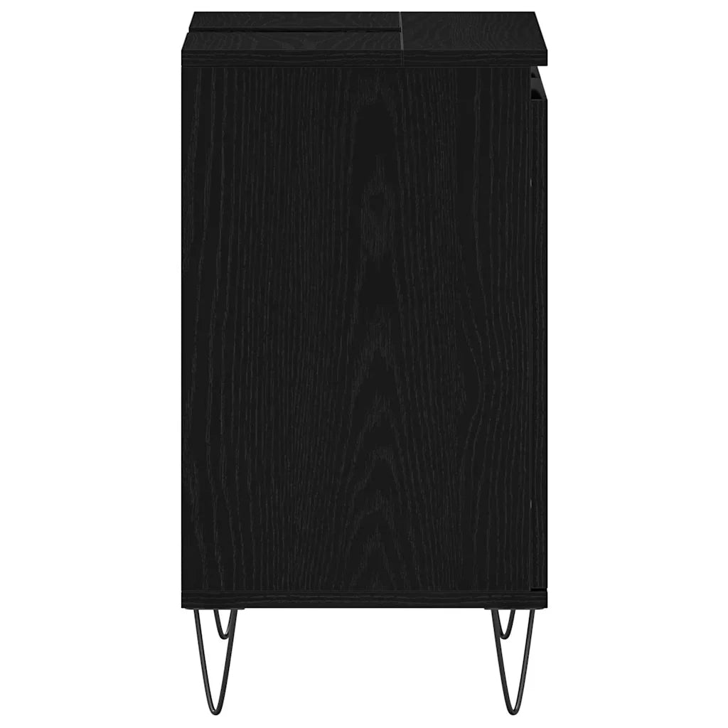 Mobile Lavabo | Armadio per Lavabo da Bagno Rovere Nero 58 x 33 x 60 cm