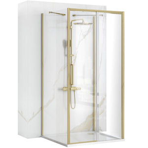 Cabina Doccia A Parete Rea Rapid Slide Brush Gold 100x90