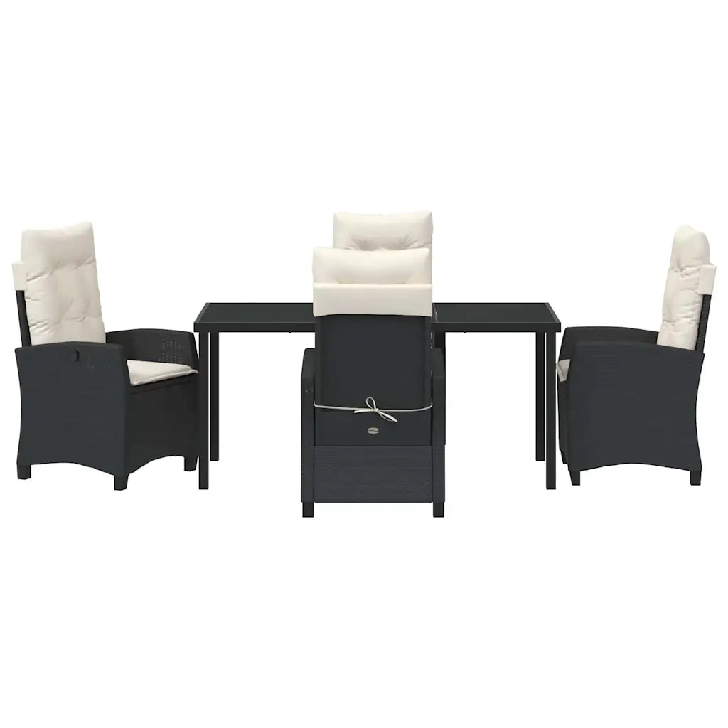 Set da Pranzo per Giardino con cuscino 5 pcs Nero polyrattan 3380368