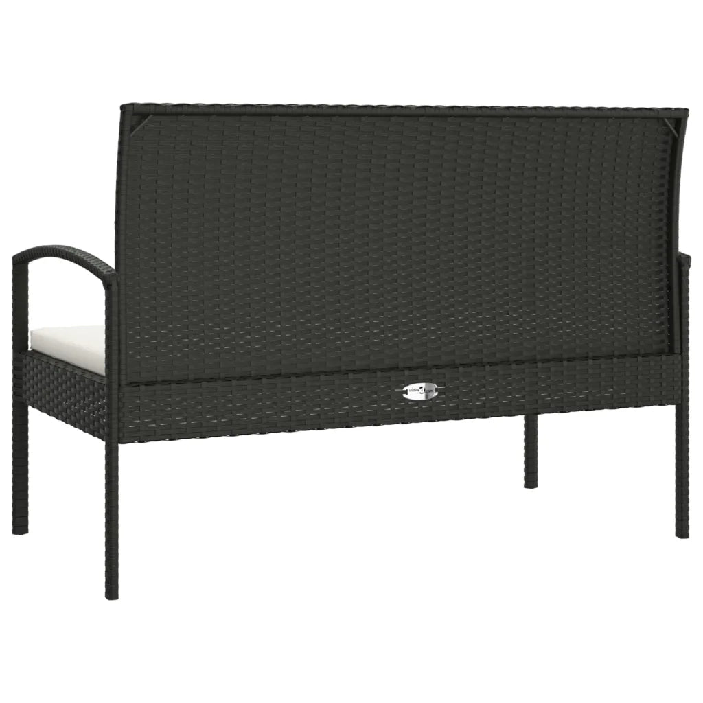 Panca da Giardino con Cuscino Nera 105 cm in Polyrattan
