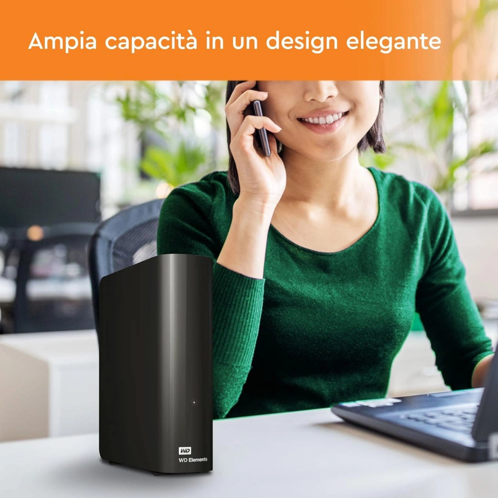 22 TB Elements Hard Disk Esterno per Desktop, USB 3.1 Gen 1, Ideale per espandere facilmente lo spazio di archiviazione e conservare foto, musica, video e file importanti, Nero