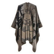 Nuovo scialle/mantella in jacquard di cashmere alla moda con spacchi, spesso e ampio, da donna.