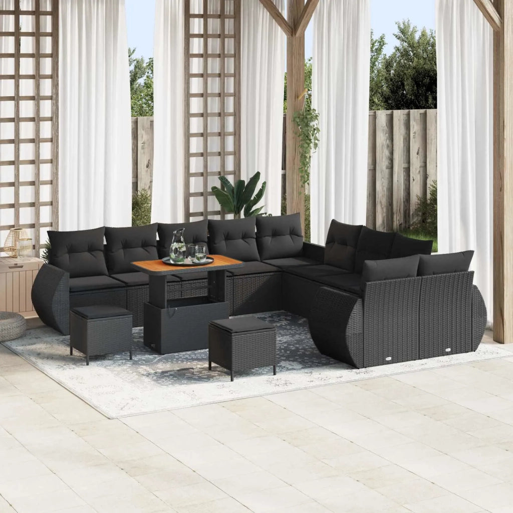 Set Divano da Giardino con cuscino 13 pcs Nero 3363884