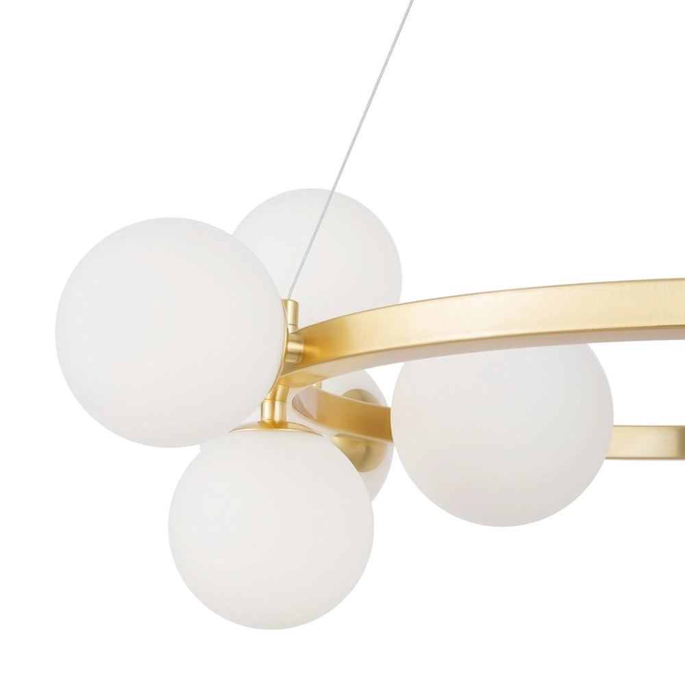Lampadario Maytoni Dallas 11 luci ottone sfere bianche