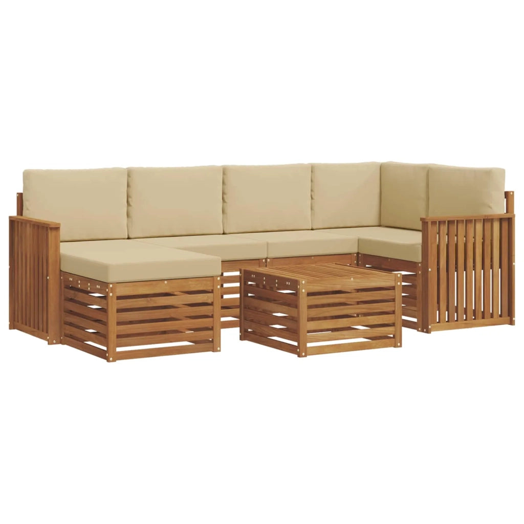 Set divano sezionale con cuscino 7 pcs Naturale e Beige 3375128