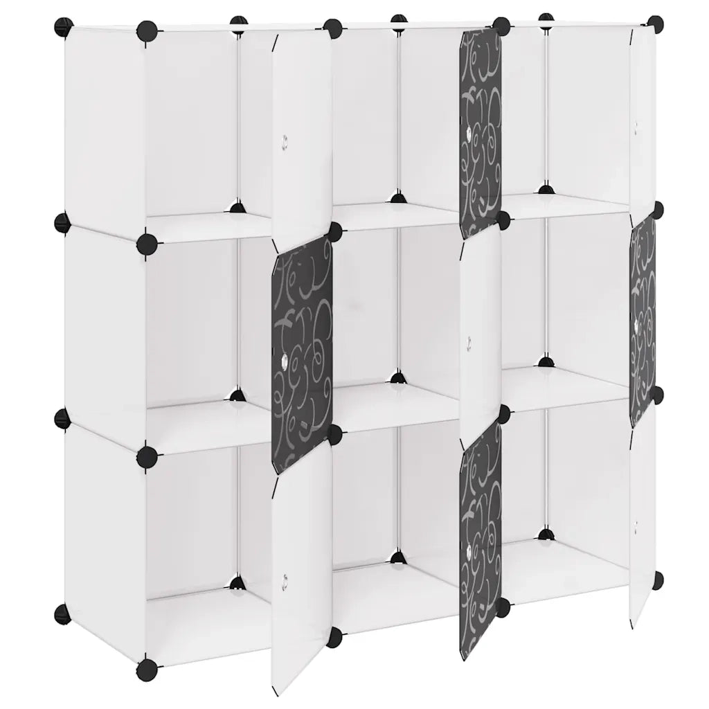 Armadio Salvaspazio a Cubo con 9 Scomparti Bianco e Nero 244924