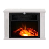 Camino Elettrico da Terra con Effetto Fiamma, Potenza Regolabile 600/1200W, Copertura 10-15m², Bianco